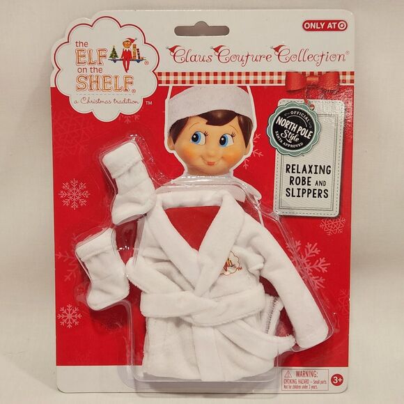 Elf on the Shelf Other - Elf On The Shelf Relaxing Robe‎ and Slippers Claus Couture *NEW*